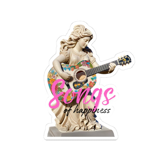 Songs of Happiness Kiss-Cut Stickers - Inspirational Floral Guitar Design