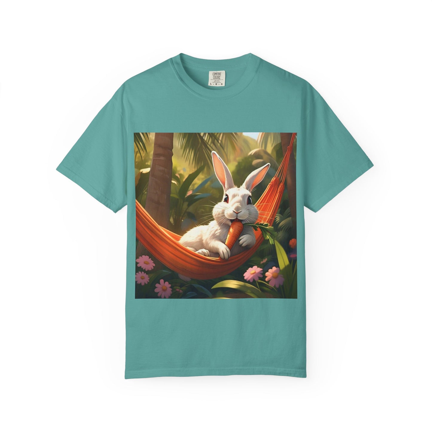 Relaxing Bunny T-Shirt - Unisex Garment-Dyed Tee for Nature Lovers