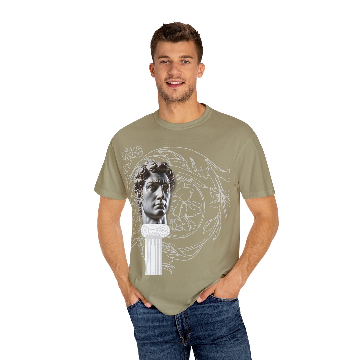 Artistic Roman Garment-Dyed T-shirt - Classic Sculpture Design