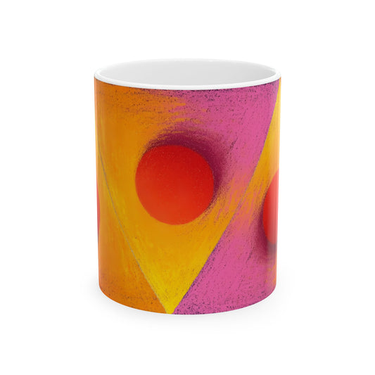 Vibrant Ceramic Coffee Mug - Colorful Geometric Design, 11oz & 15oz