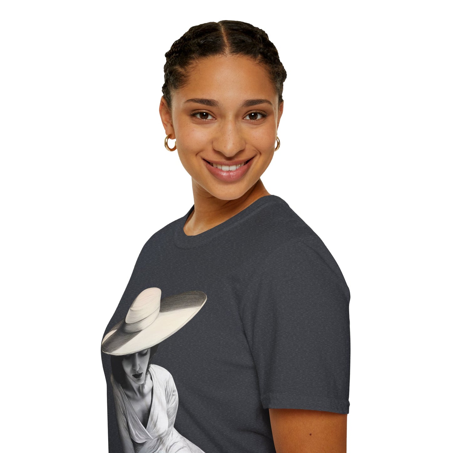 Artistic Women's  Softstyle T-Shirt - Charcoal art Design