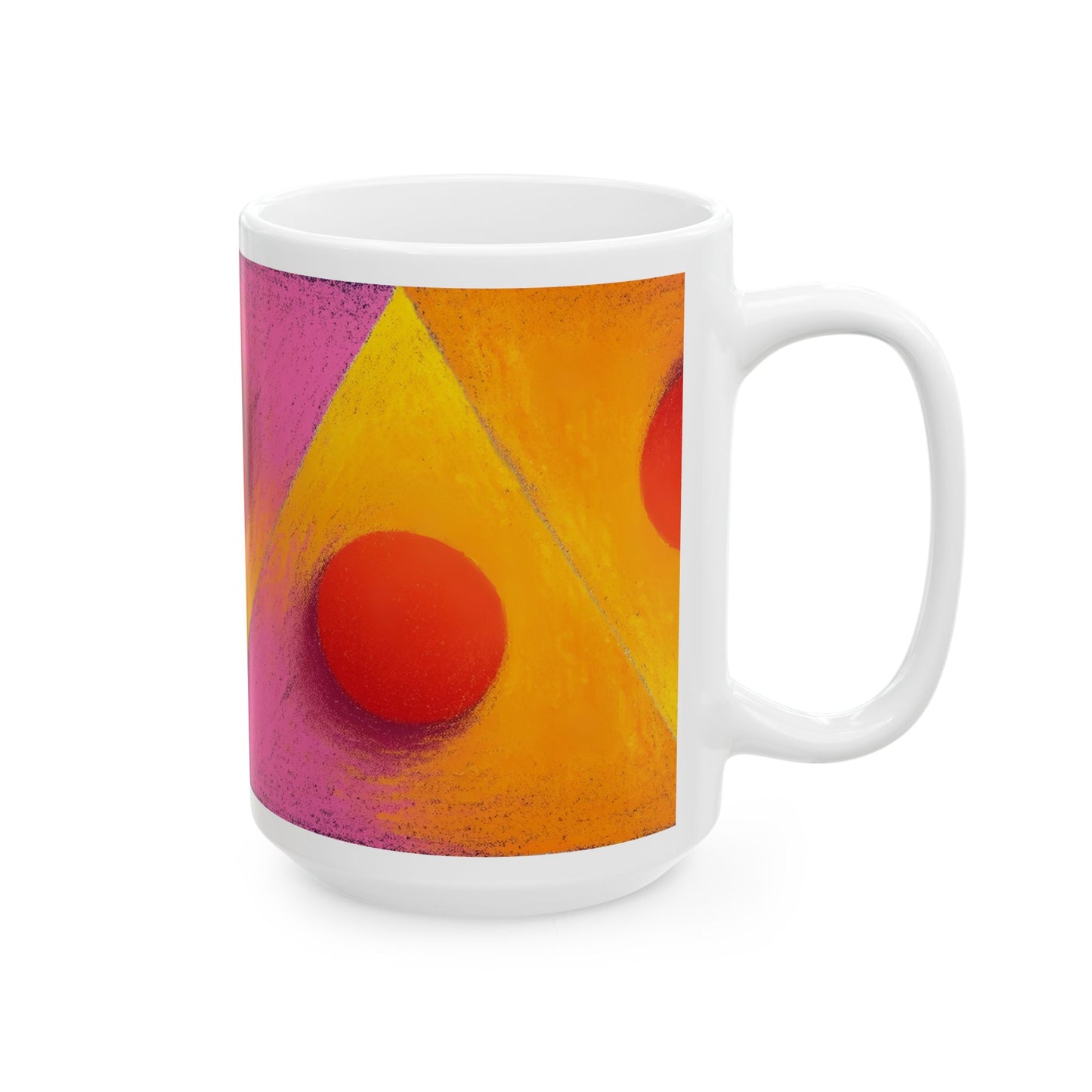 Vibrant Ceramic Coffee Mug - Colorful Geometric Design, 11oz & 15oz