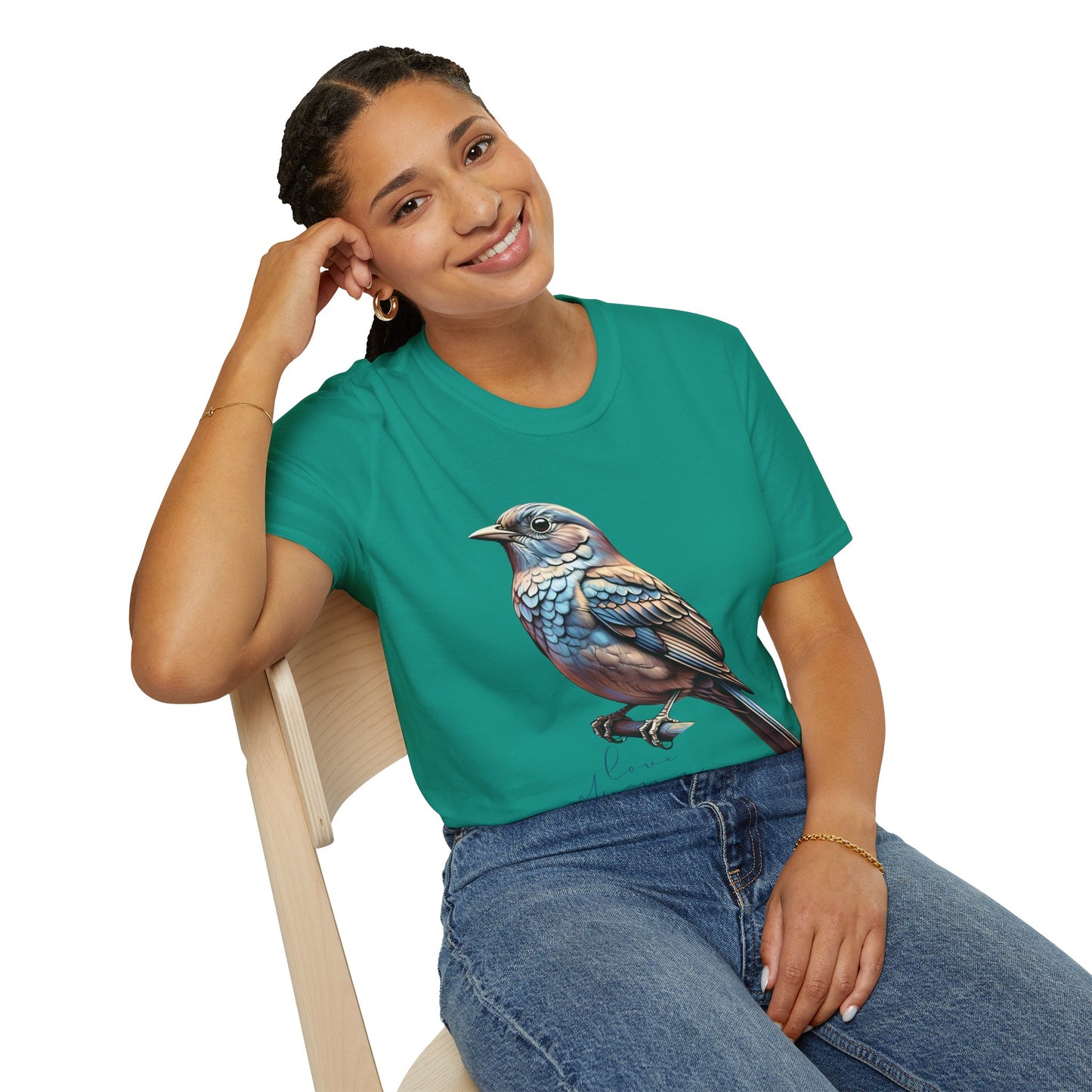 Nature-Inspired Bird Graphic T-Shirt for Soft Comfort