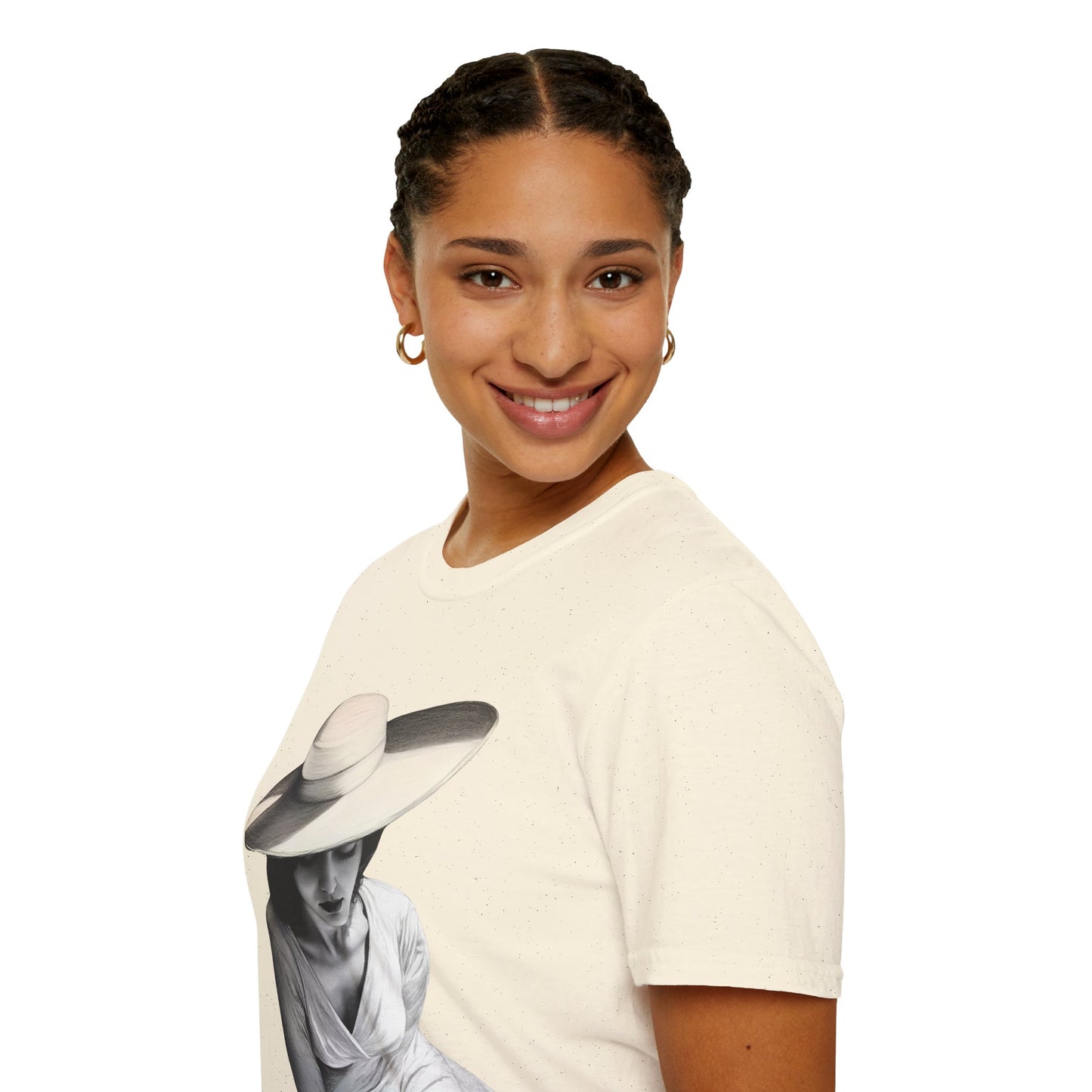 Artistic Women's  Softstyle T-Shirt - Charcoal art Design