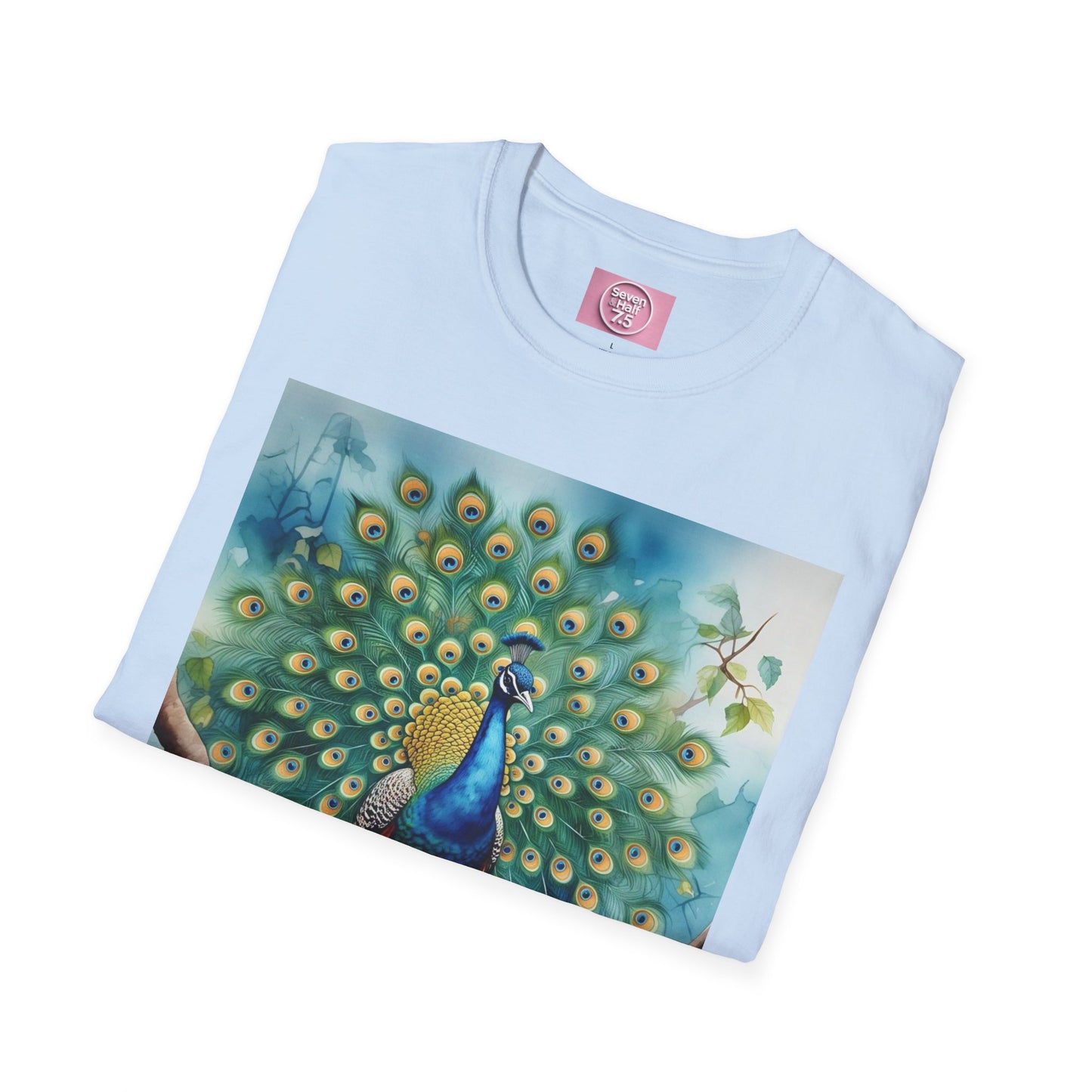 Colorful Peacock Unisex Softstyle T-Shirt - Vibrant Nature Art Tee