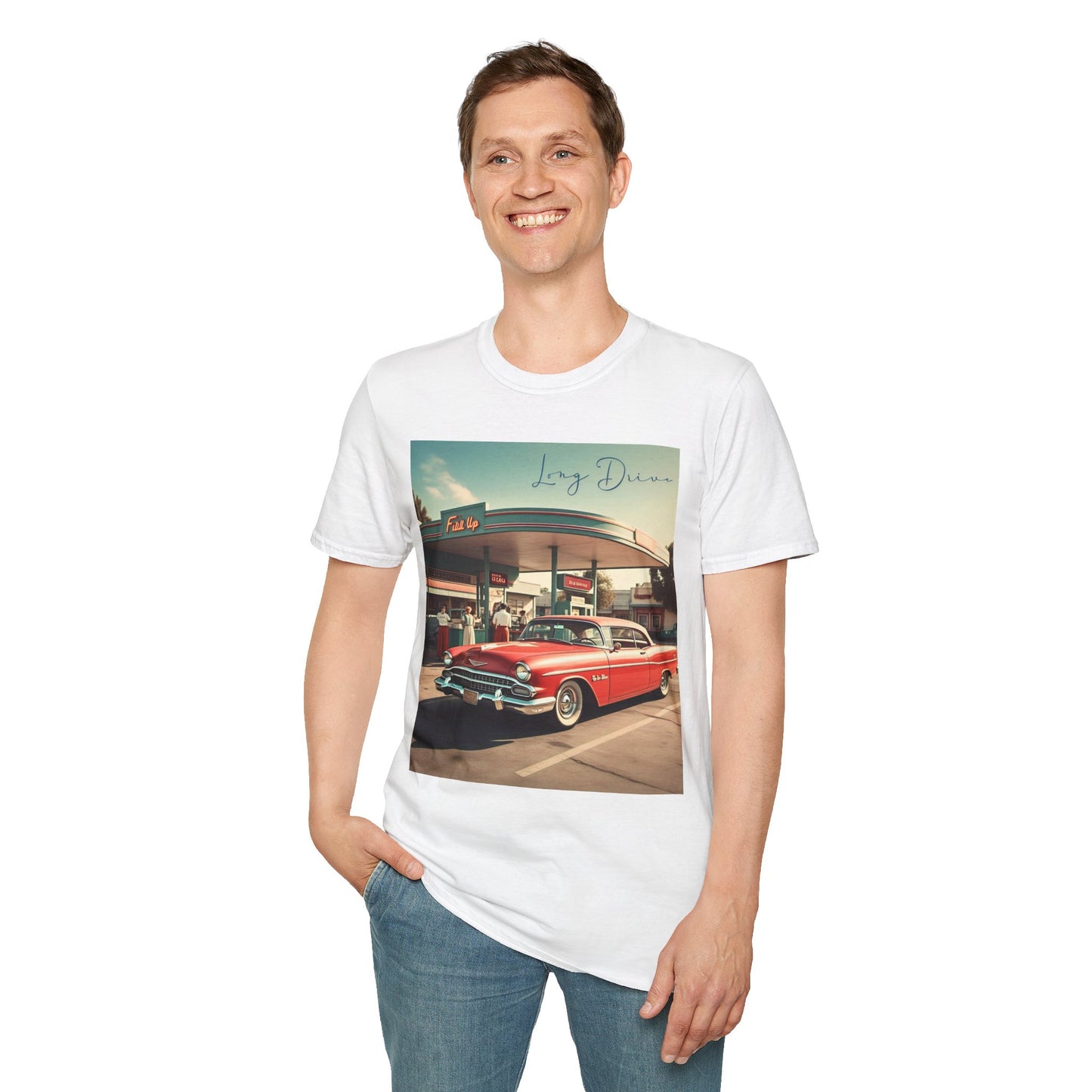 Retro Car Unisex Softstyle T-Shirt - Long Drive Graphic Tee