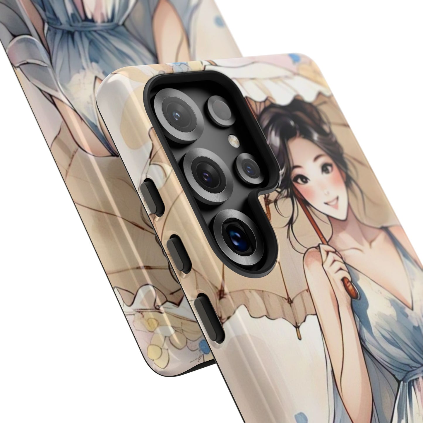 Elegant Floral Phone Case with Umbrella Design