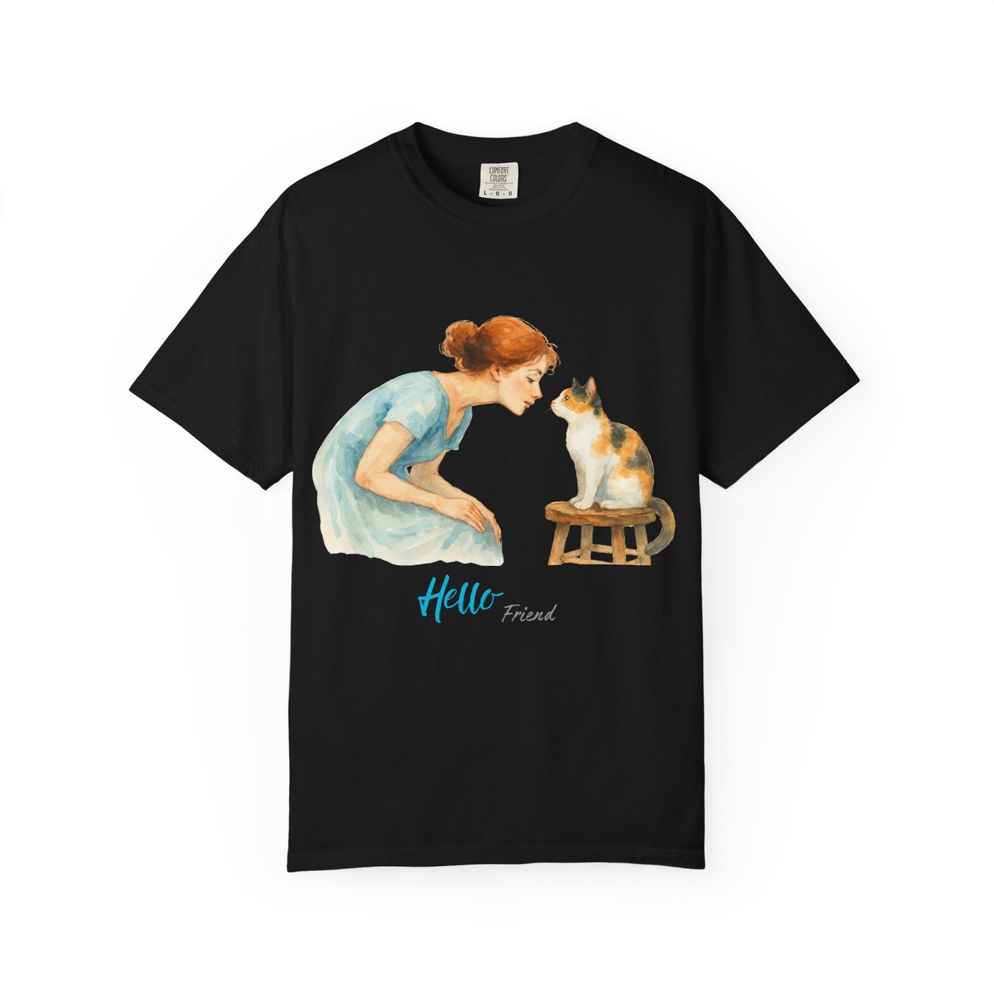 Hello Friend Cat Lover T-Shirt - Unisex Garment-Dyed Tee