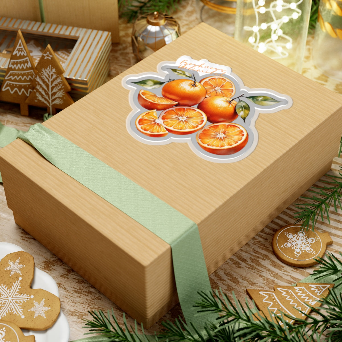 Fresh Citrus Kiss-Cut Stickers - Colorful Orange Fruit Design for Smooth Surfaces
