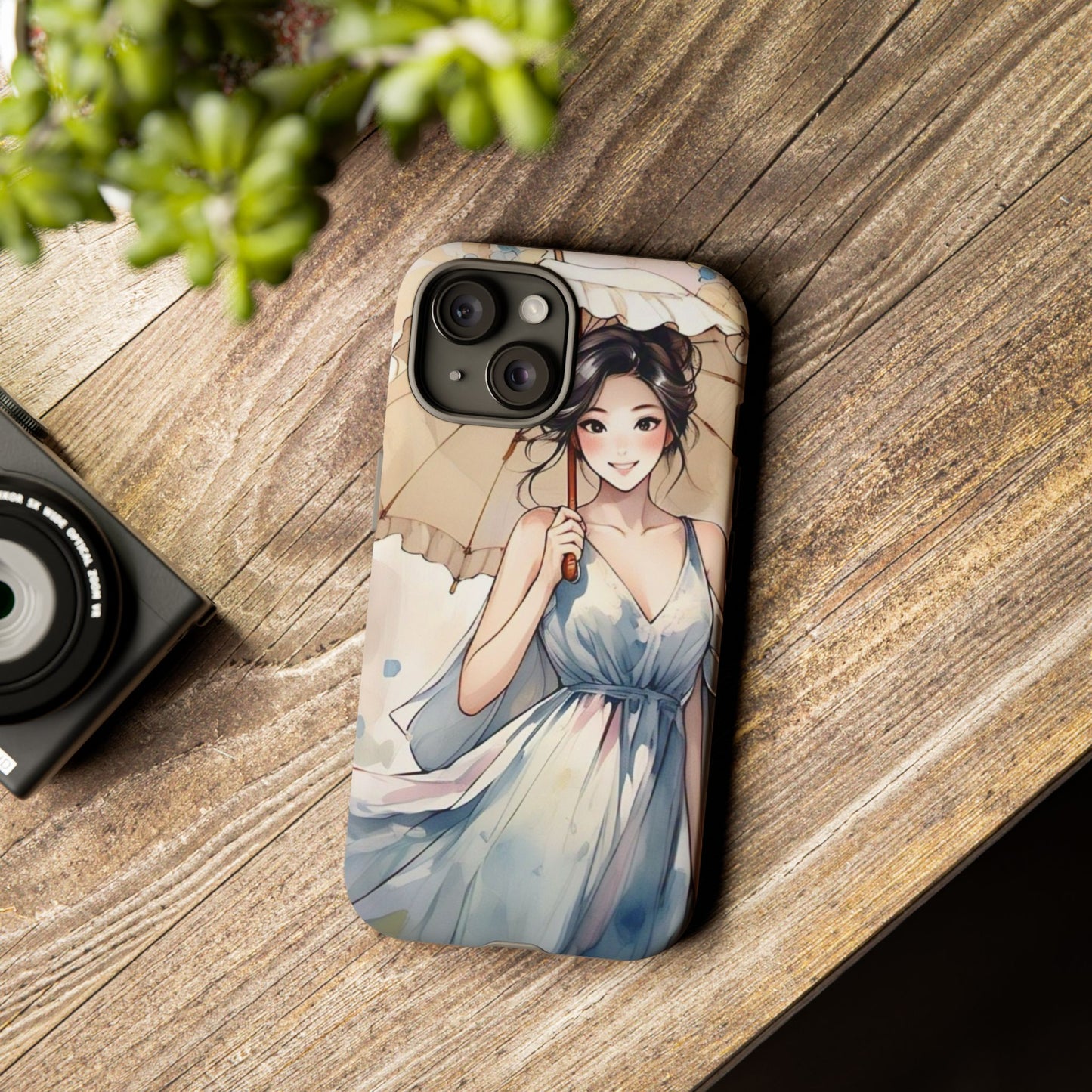 Elegant Floral Phone Case with Umbrella Design