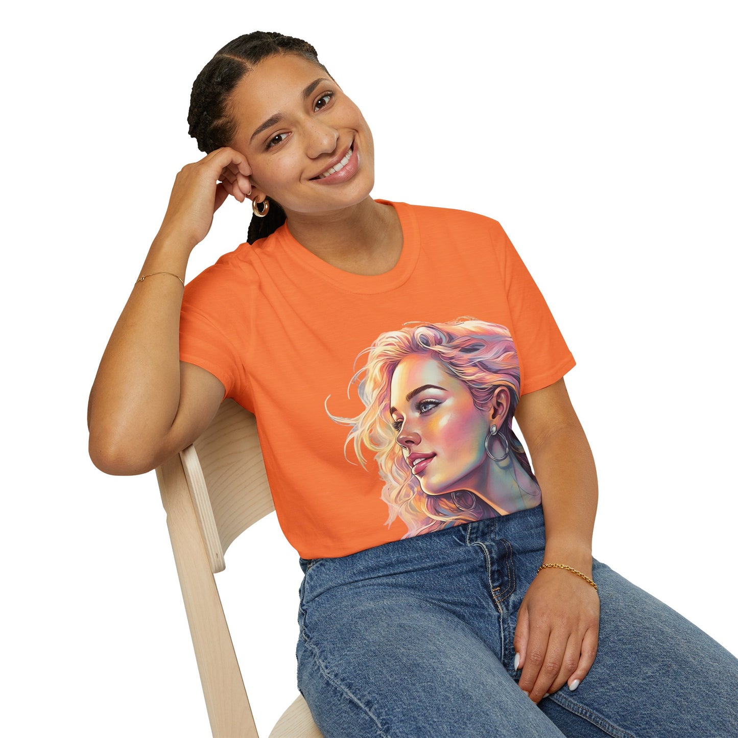 Artistic Women's Portrait T-Shirt - Women's Softstyle Tee for Creative Souls
