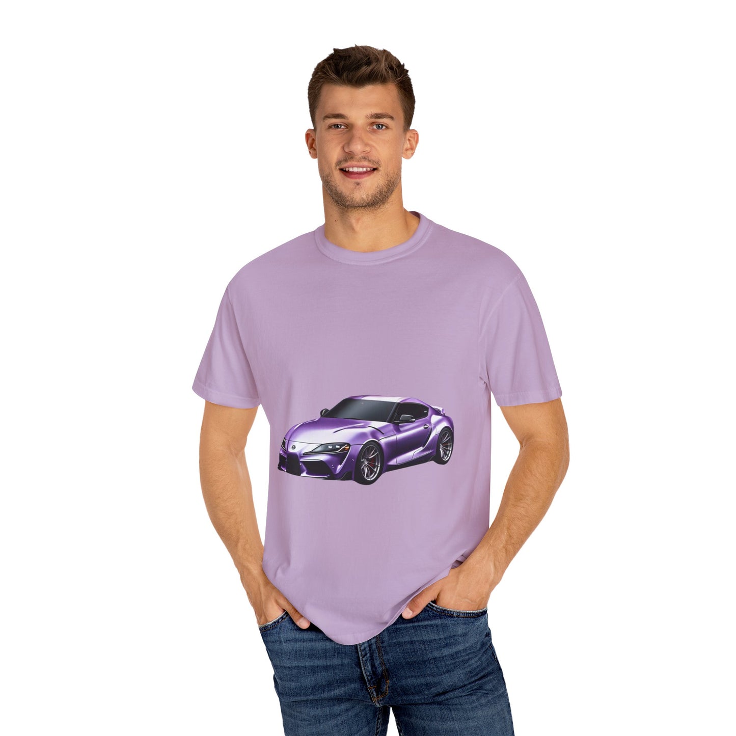 Purple Sports Car T-Shirt | Unisex Garment-Dyed Tee for Car Enthusiasts