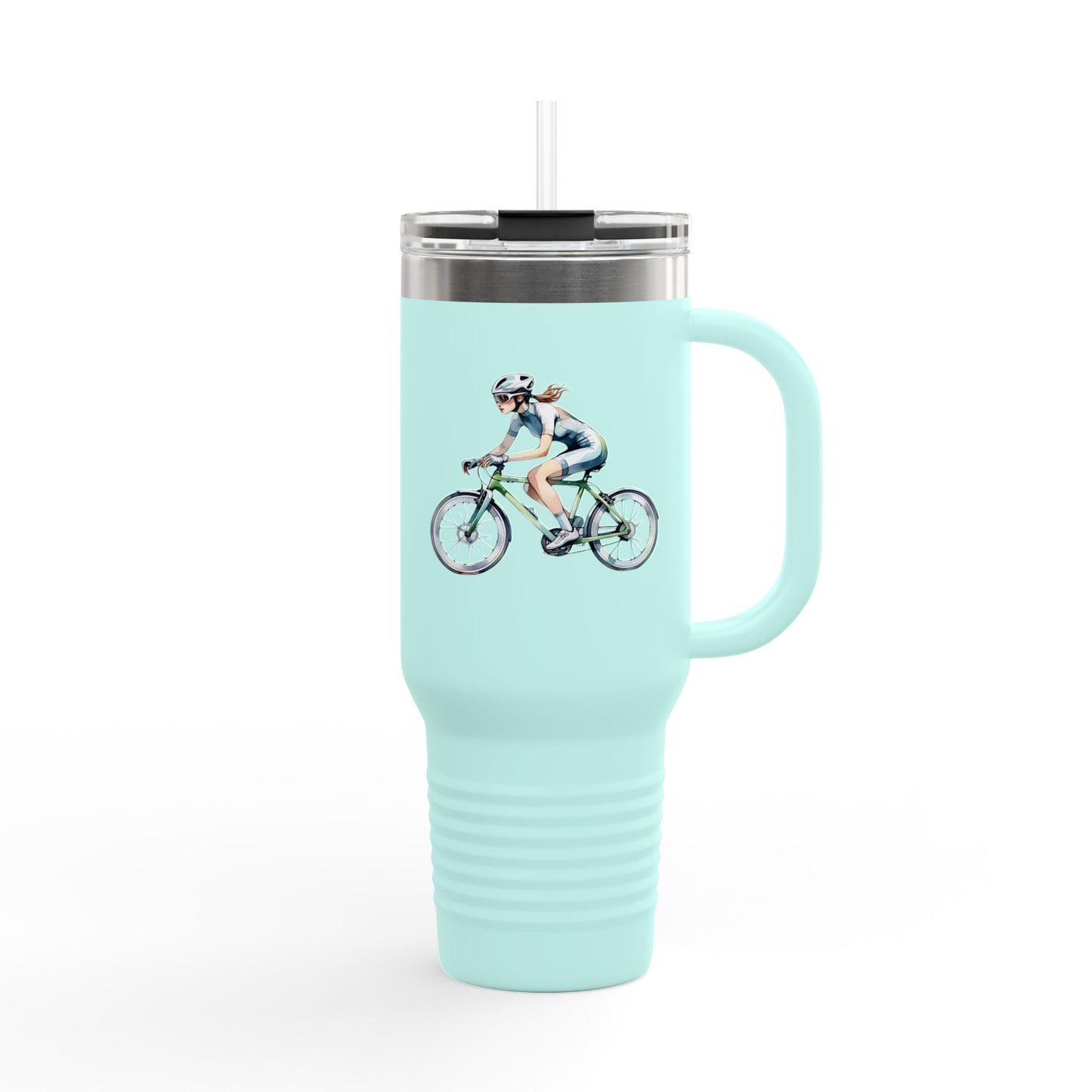 Cycling Enthusiast Insulated Travel Mug | 40oz with Bicycle Design | Perfect for Outdoor Adventures