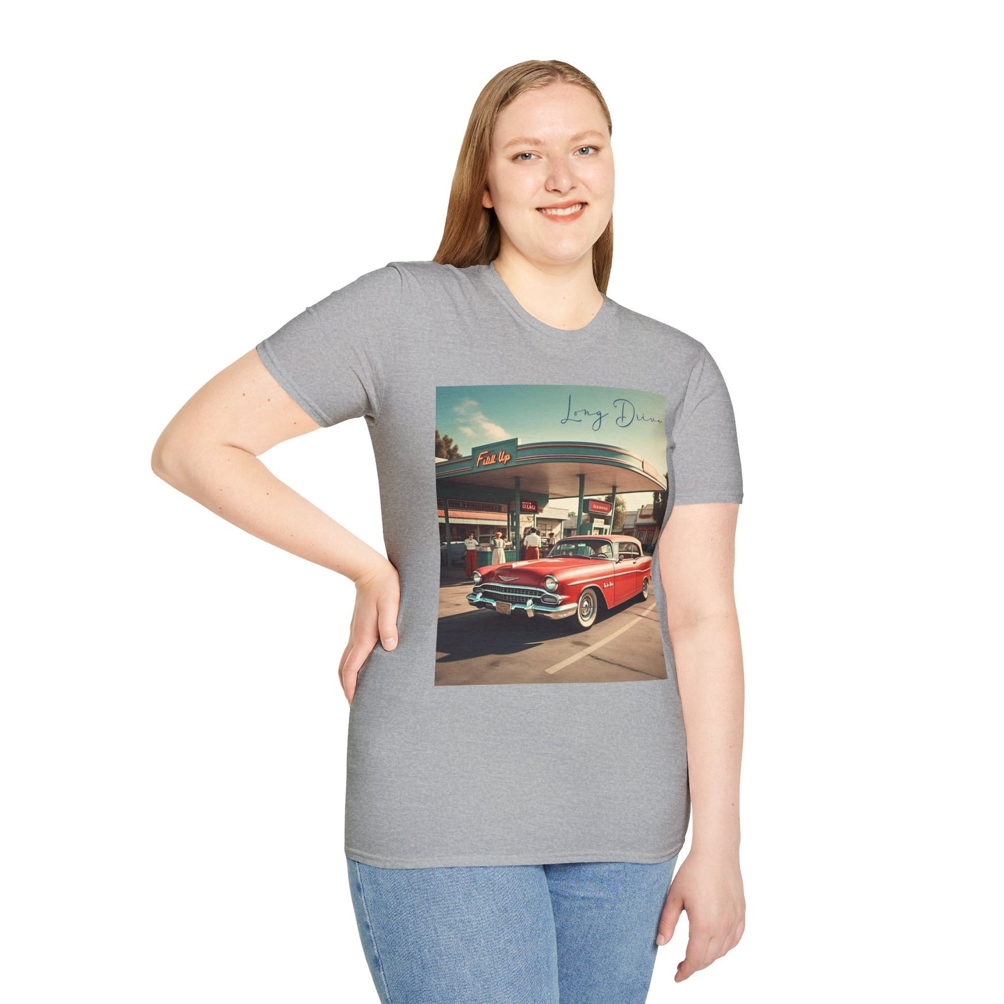 Retro Car Unisex Softstyle T-Shirt - Long Drive Graphic Tee