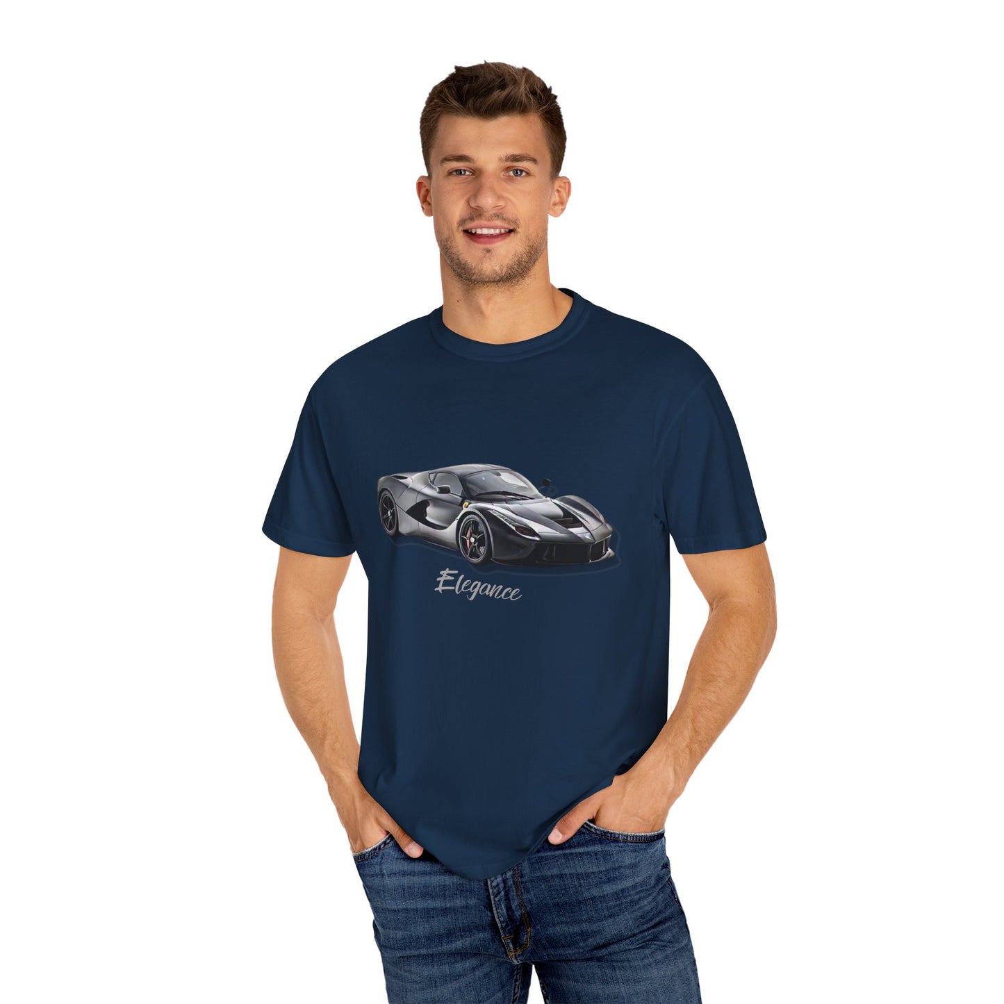 Elegant Car Graphic Unisex Garment-Dyed T-Shirt