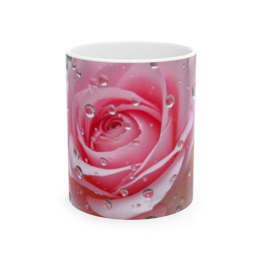 Pink Rose Ceramic Mug - 11oz & 15oz, Perfect Gift for Flower Lovers