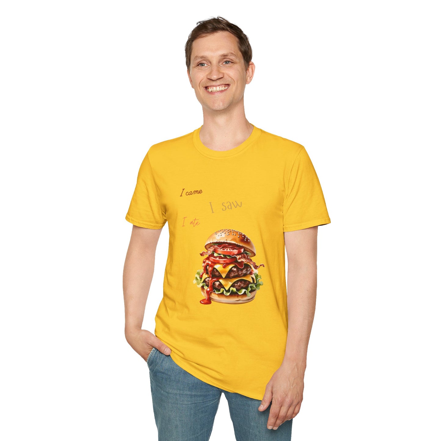 I Came, I Ate Burger Graphic Unisex Softstyle T-Shirt