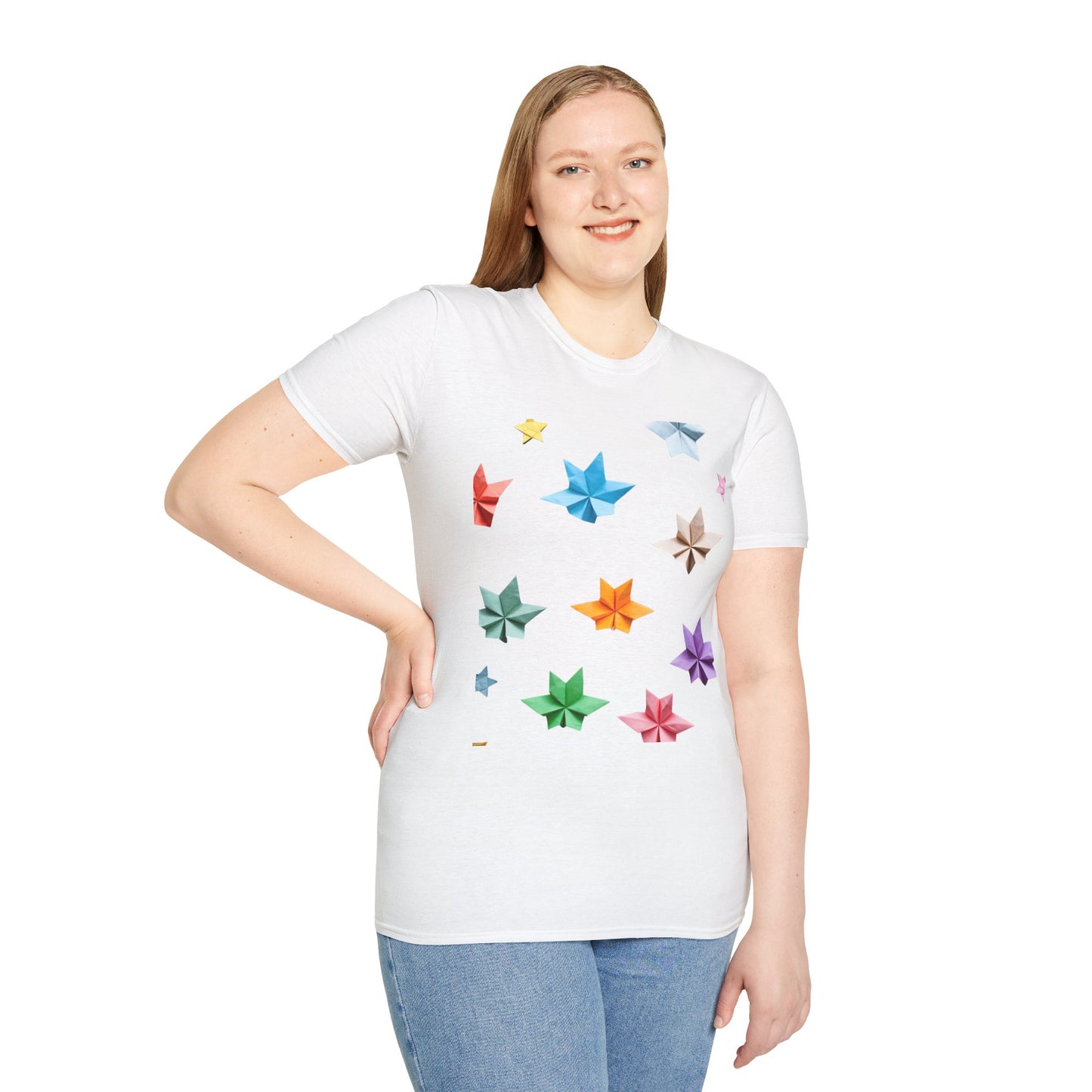 Origami Star Unisex Softstyle T-Shirt - Colorful Paper Art Tee for Creative Souls
