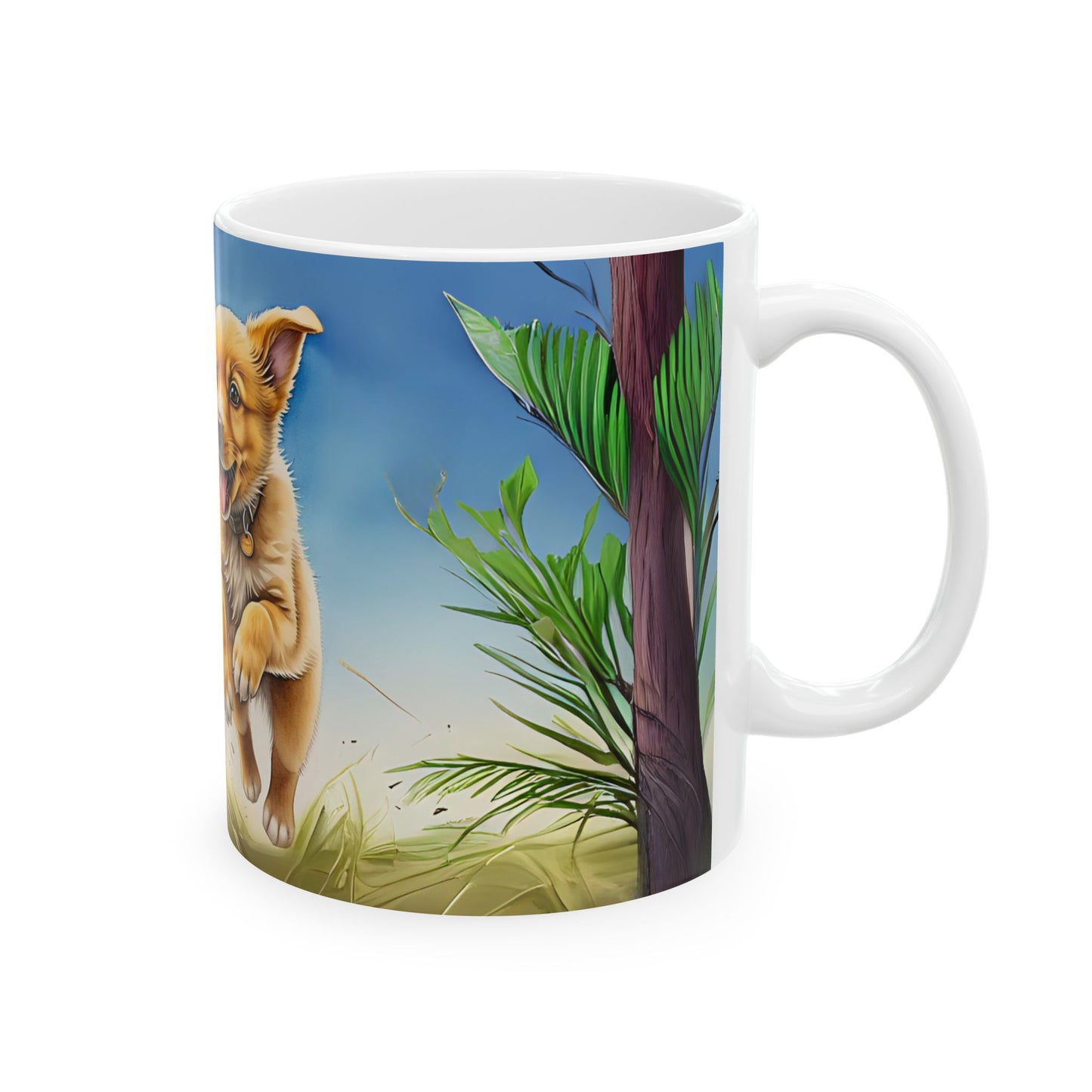 Playful Puppy Ceramic Mug - Perfect for Dog Lovers and Nature Enthusiasts