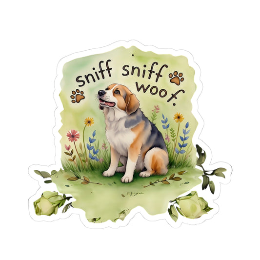 Whimsical Dog Love Kiss-Cut Stickers - "Sniff Sniff Woof" for Pet Lovers
