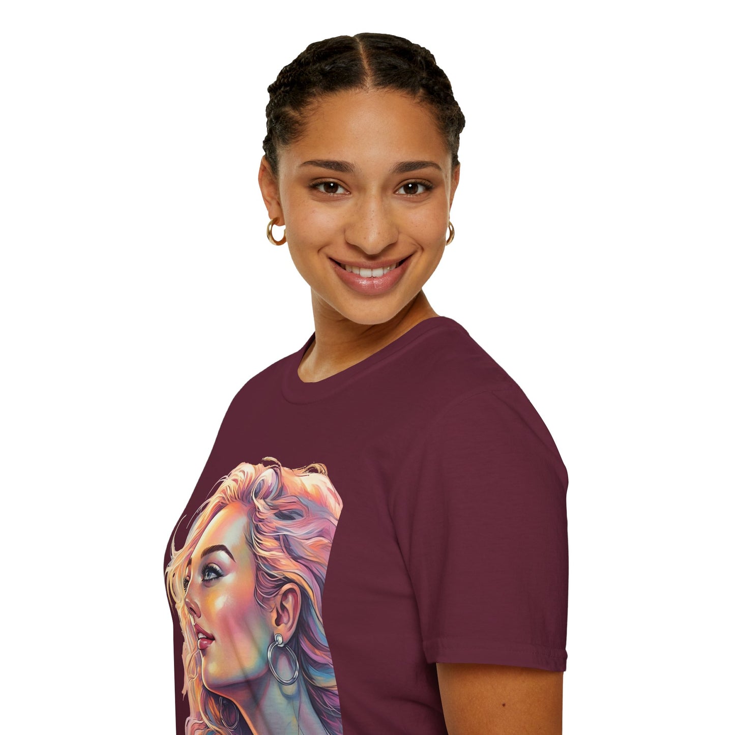 Artistic Women's Portrait T-Shirt - Women's Softstyle Tee for Creative Souls