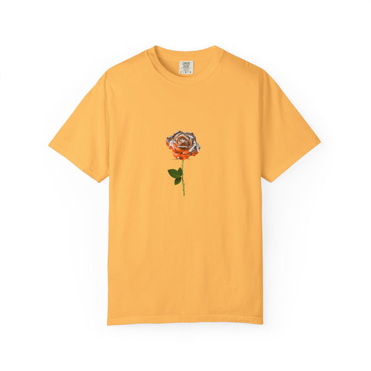 Rose Unisex Garment-Dyed T-shirt | Floral Design in Warm Tones