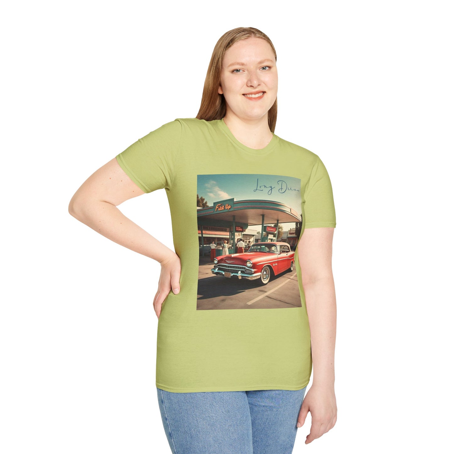Retro Car Unisex Softstyle T-Shirt - Long Drive Graphic Tee