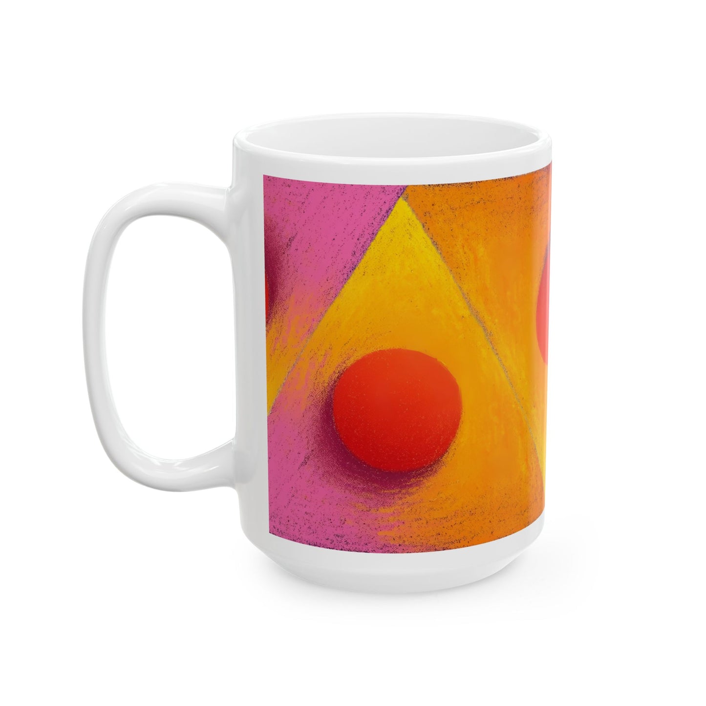 Vibrant Ceramic Coffee Mug - Colorful Geometric Design, 11oz & 15oz