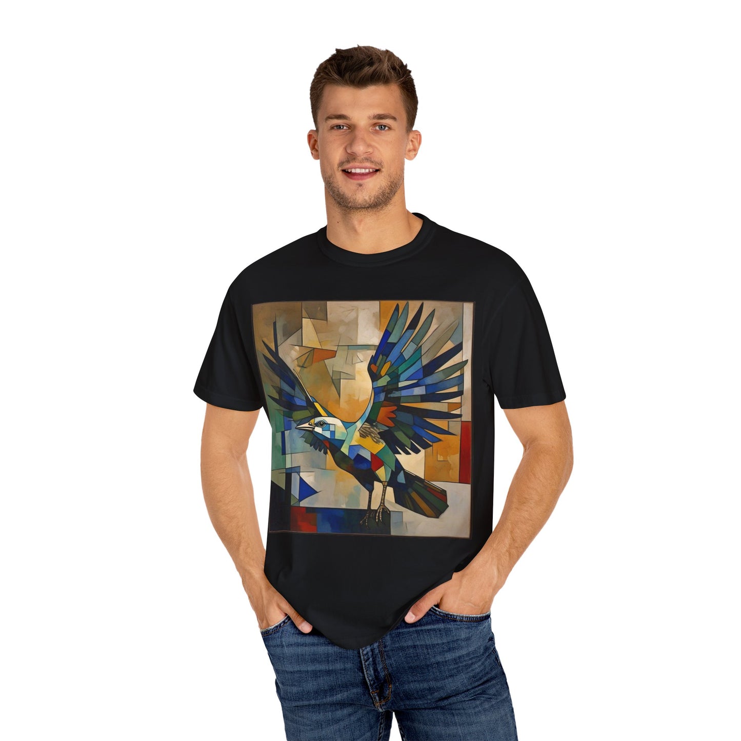 Colorful Bird Art Unisex T-Shirt - Vibrant Garment-Dyed Tee