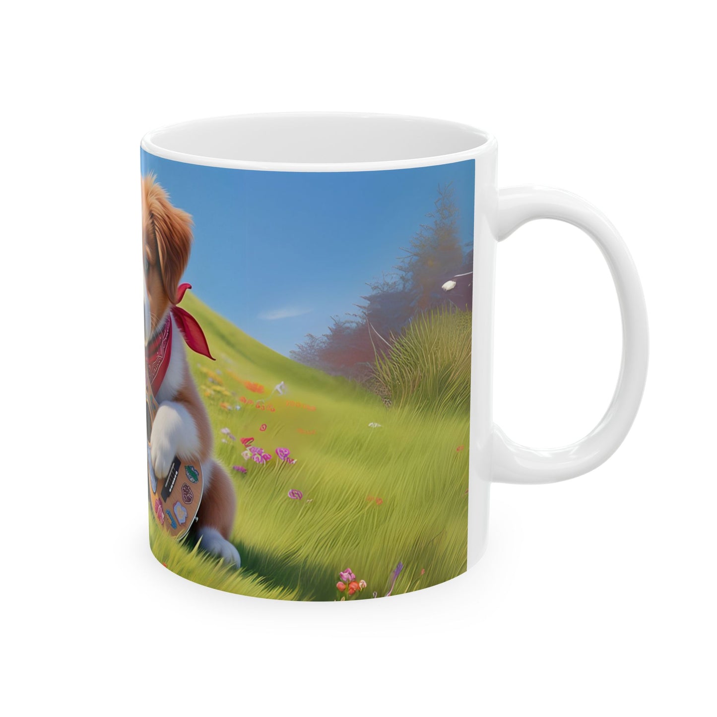 Cute Puppy Playing Guitar Ceramic Mug - Perfect Gift for Dog Lovers