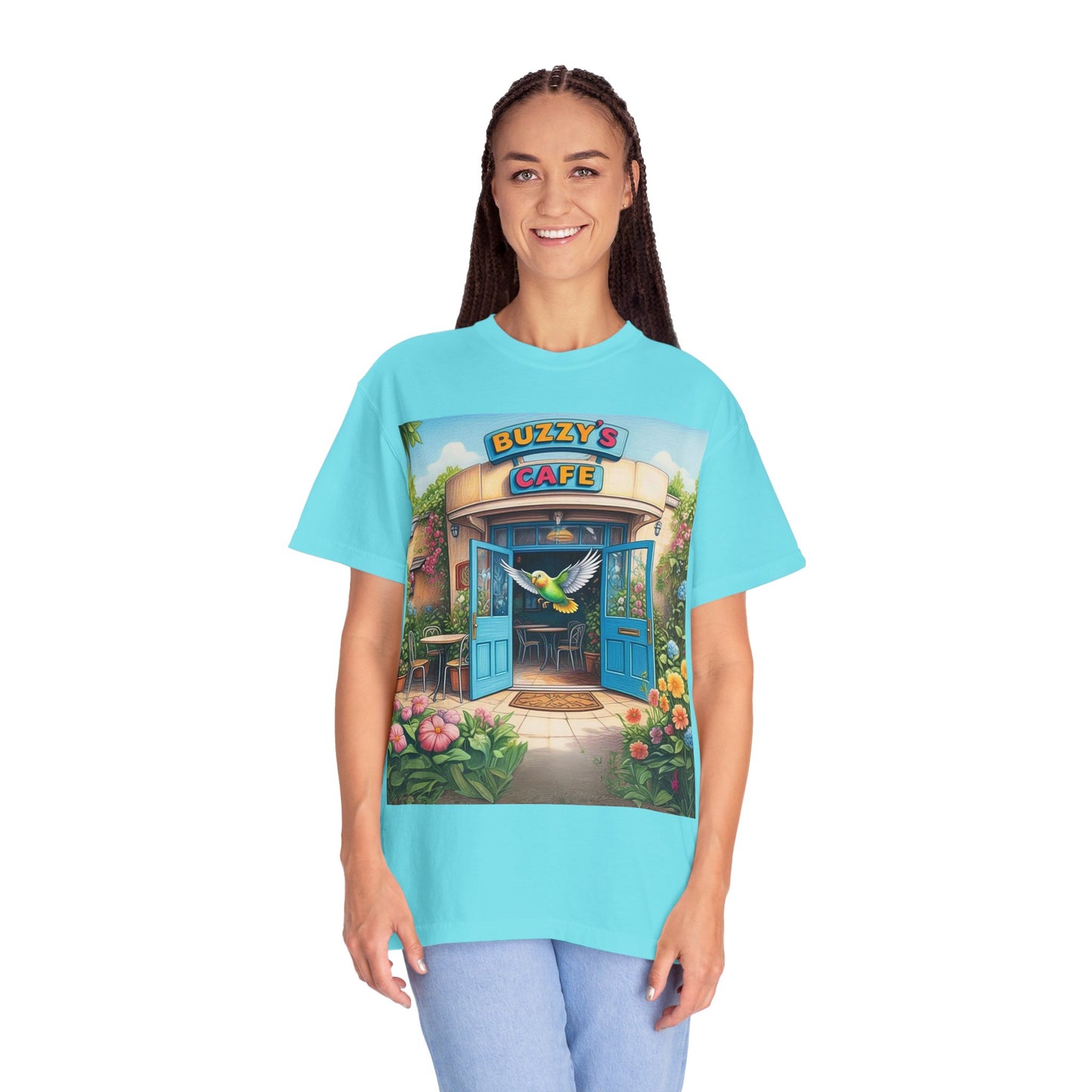 Buzzy's Cafe Unisex Garment-Dyed T-Shirt - Vibrant Summer Vibes