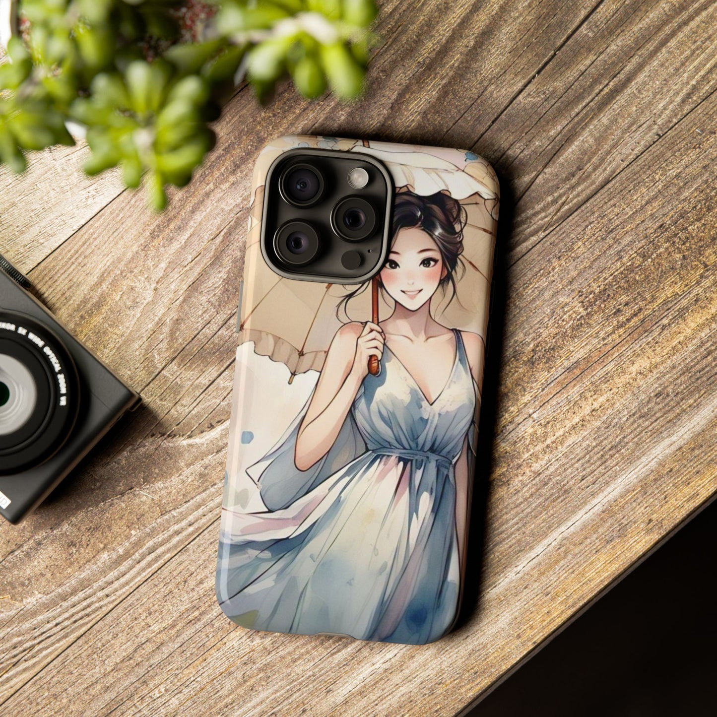 Elegant Floral Phone Case with Umbrella Design