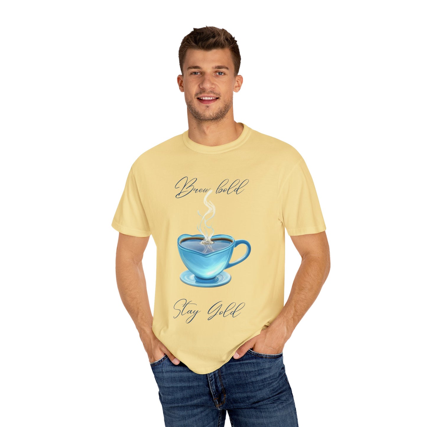 Brew Bold Unisex Garment-Dyed T-Shirt - Coffee Lover's Design
