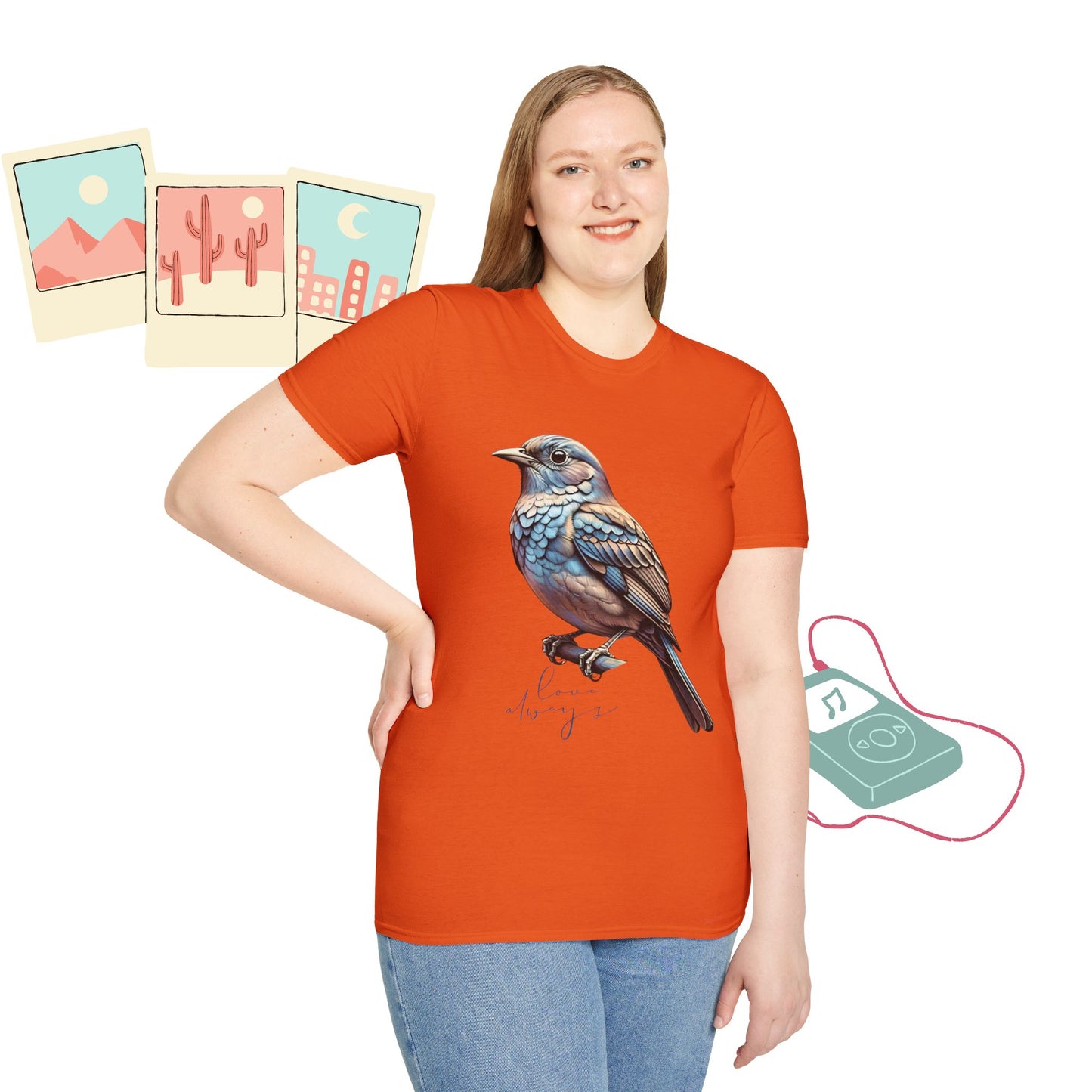Nature-Inspired Bird Graphic T-Shirt for Soft Comfort
