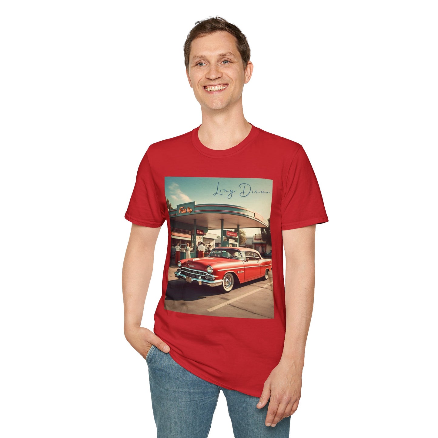 Retro Car Unisex Softstyle T-Shirt - Long Drive Graphic Tee