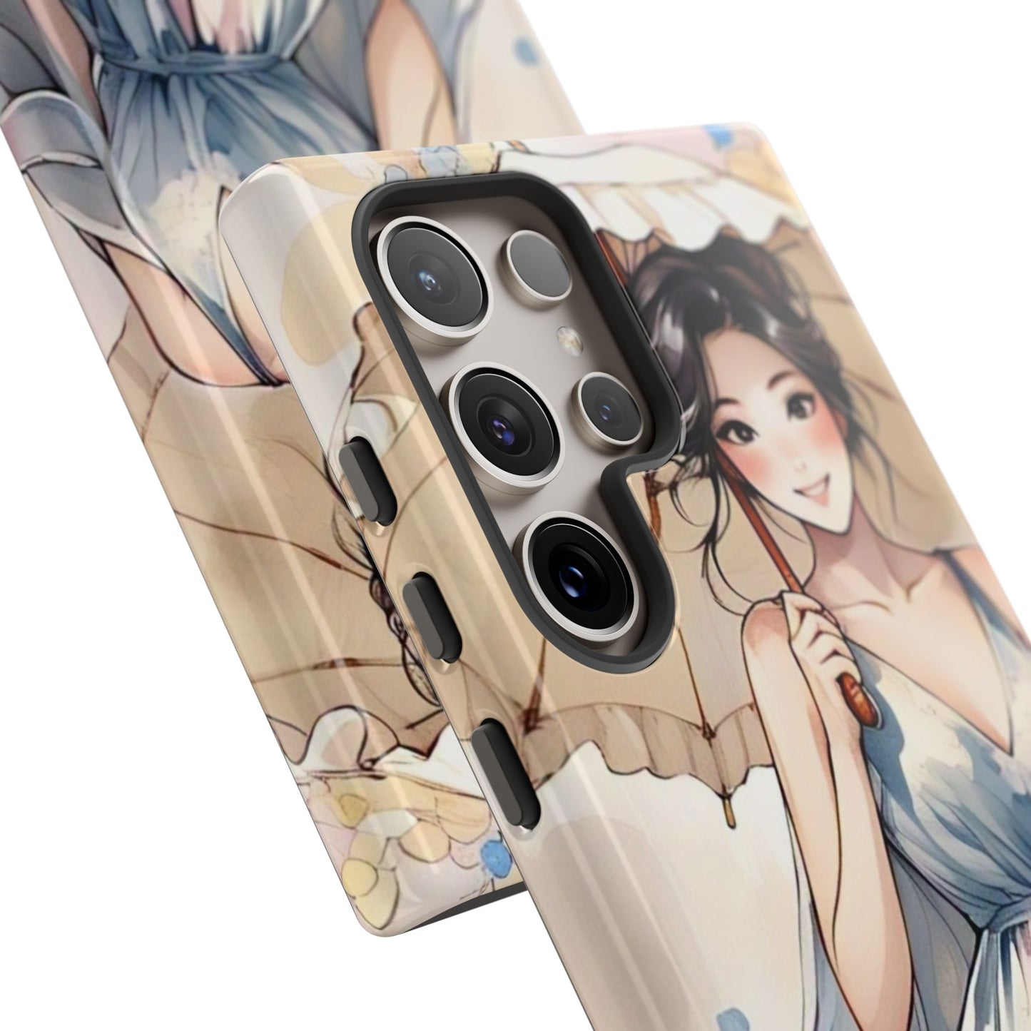 Elegant Floral Phone Case with Umbrella Design