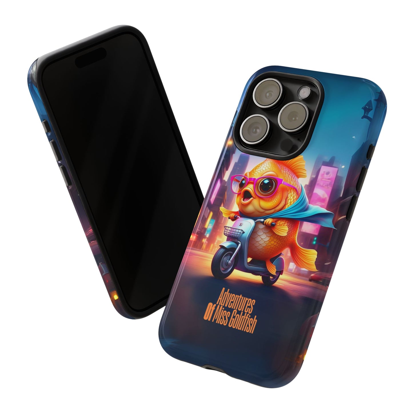 Adventures of Miss Goldfish Phone Case - Fun & Colorful Tough Cover for Fish Lovers