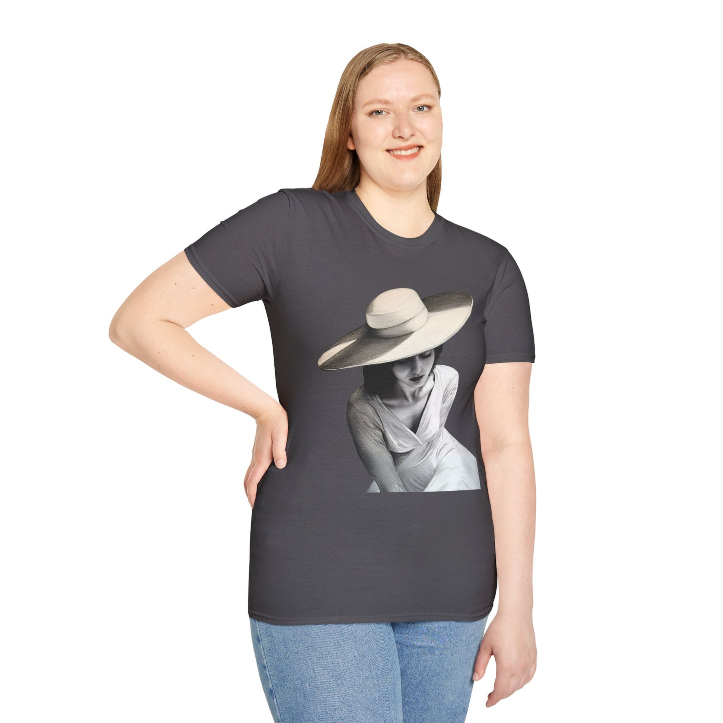 Artistic Women's  Softstyle T-Shirt - Charcoal art Design